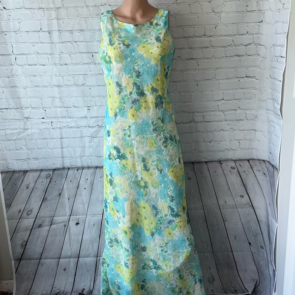 Dress Barn Dresses & Skirts - Dress Barn Green & Blue Floral long dress size 8